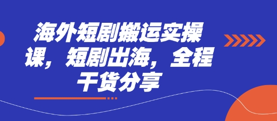 海外短剧搬运实操课,短剧出海,全程干货分享-蓝海优创