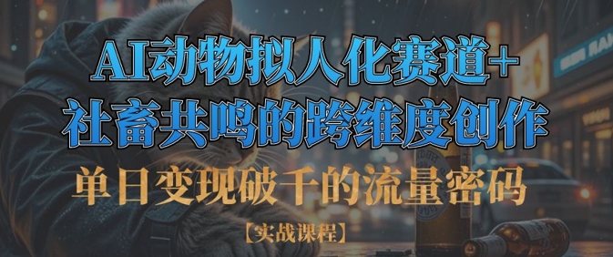 单日变现破千的流量密码,AI动物拟人化赛道+社畜共鸣的跨维度创作-蓝海优创