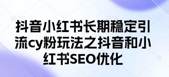 抖音小红书长期稳定引流cy粉玩法之抖音和小红书SEO优化-蓝海优创