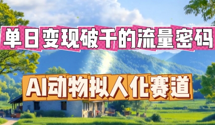 单日变现破k的流量密码,AI动物拟人化赛道-蓝海优创