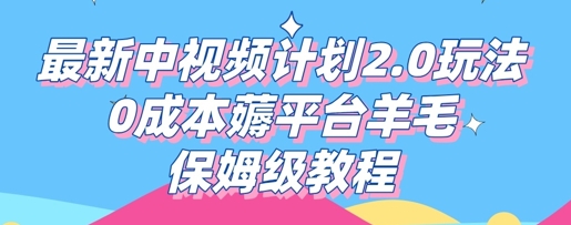 最新中视频计划2.0玩法,0成本薅平台羊毛,保姆级教程-蓝海优创