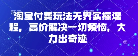 淘宝付费玩法无界实操课程,高价解决一切烦恼,大力出奇迹-蓝海优创
