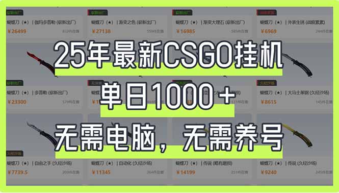 (14178期)25年最新CSGO挂机系统,单日1000+,无需电脑,无需养号,0基础可上手-蓝海优创