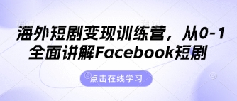 海外短剧变现训练营，从0-1全面讲解Facebook短剧-蓝海优创