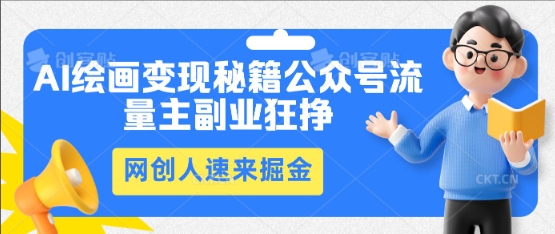 AI绘画变现秘籍:公众号流量主副业狂挣,网创人速来掘金-蓝海优创