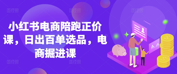 小红书电商陪跑正价课,小红书官方认证电商讲师教学,日出百单选品,电商掘进课-蓝海优创