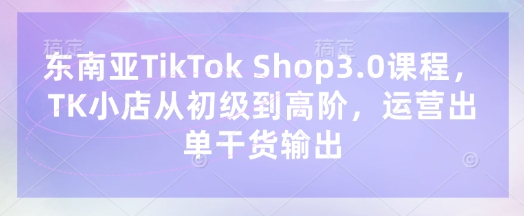 东南亚TikTok Shop3.0课程,TK小店从初级到高阶,运营出单干货输出-蓝海优创