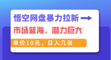 悟空网盘暴力拉新：一单10元，市场空白，日入几张-蓝海优创