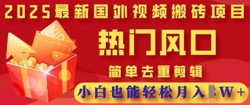 2025最新视频搬砖项目，热门风口，简单去重剪辑，小白也能轻松月入过W-蓝海优创