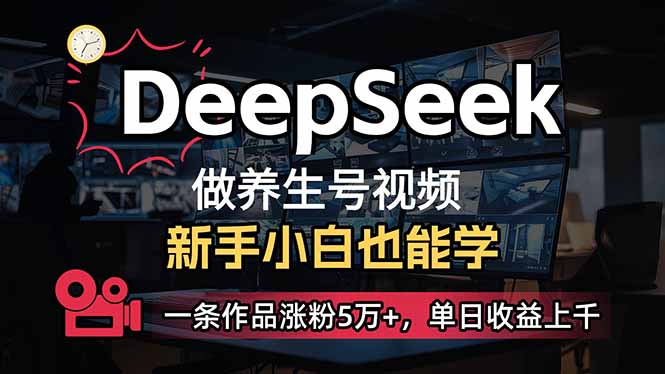 (14199期)小白用DeepSeek做养生号,一条作品涨粉5万+,单日收益上千-蓝海优创