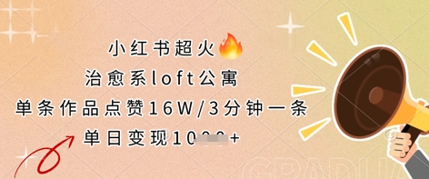 小红书超火的治愈系loft公寓,单条作品点赞16W,3分钟一条,单日变现数张-蓝海优创