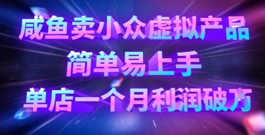 咸鱼卖小众虚拟产品,简单易上手,单店一个月利润破W-蓝海优创