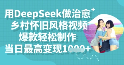 用DeepSeek做治愈乡村怀旧风格视频,爆款轻松制作,当日最高变现多张-蓝海优创